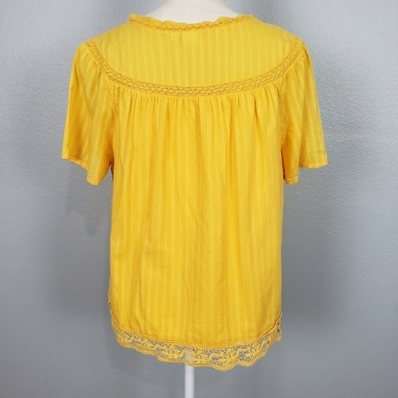 GAP Blouse Cotton Lace Yellow Sz M - Picture 5 of 7